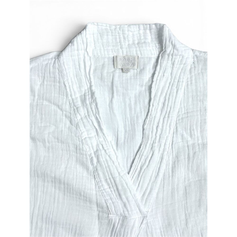 Honest Cotton White Double Gauze Maxi Caftan Dress One Size Resort Vacation - Picture 7 of 13